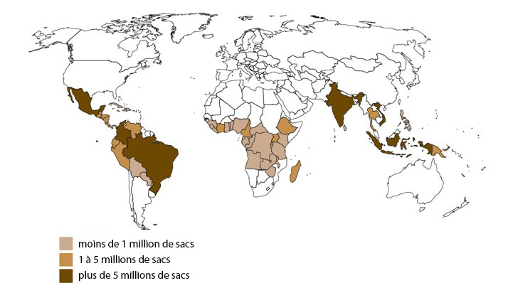 Production annuelle de café dans le monde